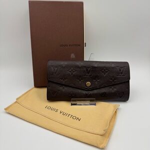 Authentic Louis Vuitton Monogram Empreinte Leather Curieuse Wallet Brown CA0143
